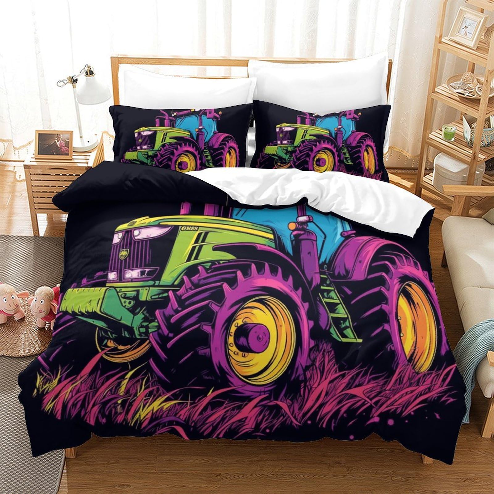Housse de couette tracteur 3D respirante anti-transpiration en microfibre douce 260x220cm