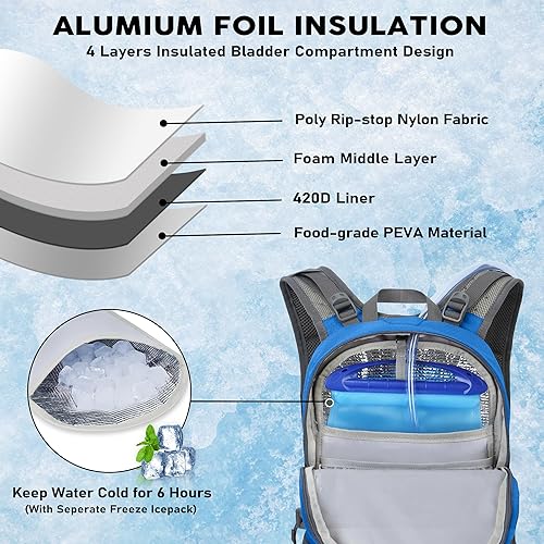 Miniatura 2 de SEMSTY Mochila de hidratación de 20 litros y 2 L, mochila de agua, paquete de hidratación aislada para senderismo, ciclismo, correr