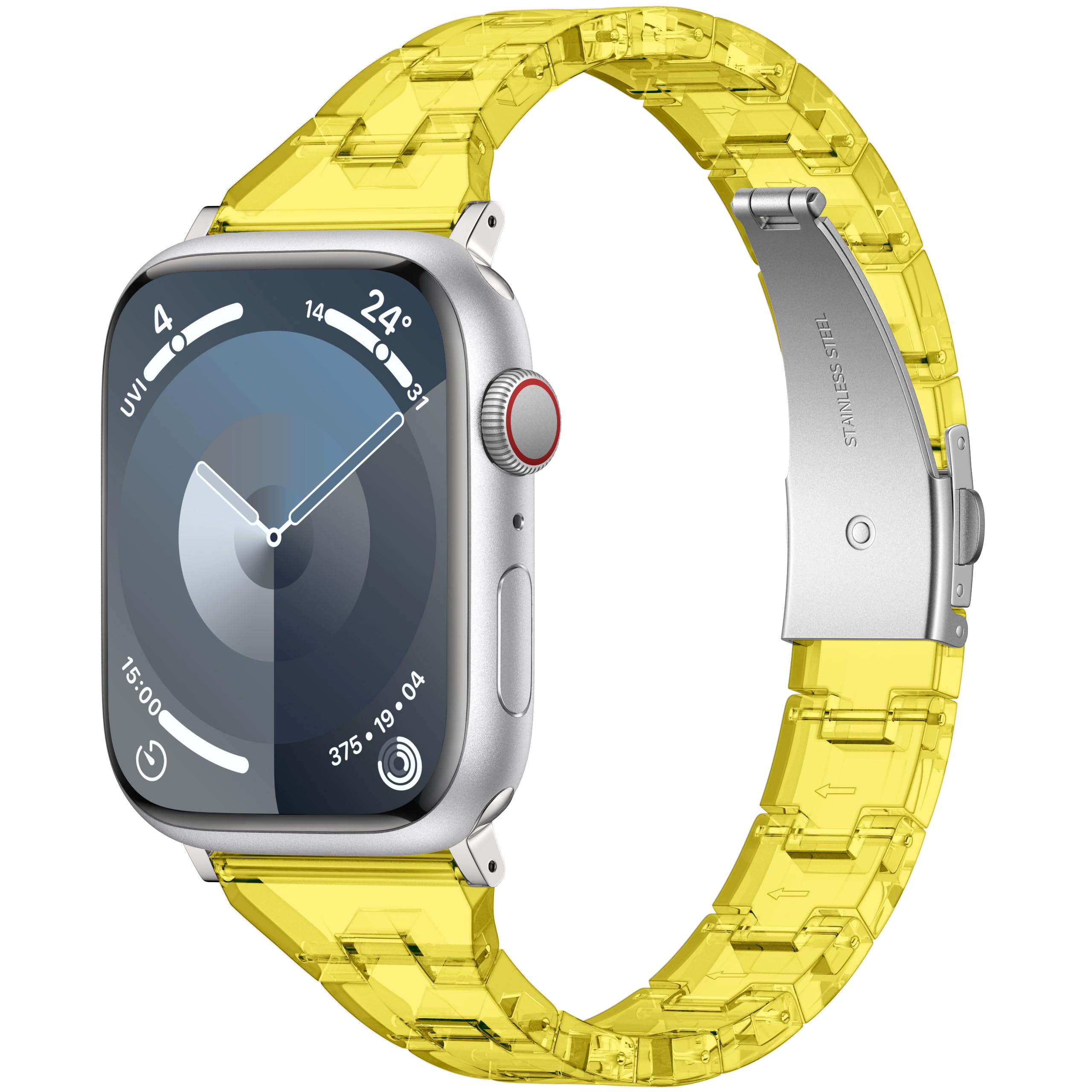 Laxarmer Thin Crystal Clear Cute Band for Apple Watch iPhone 38mm 40mm 41mm 42mm 44mm 45mm,Women Pretty Skinny Slim Cool Girly Neon Strap Bracelet for