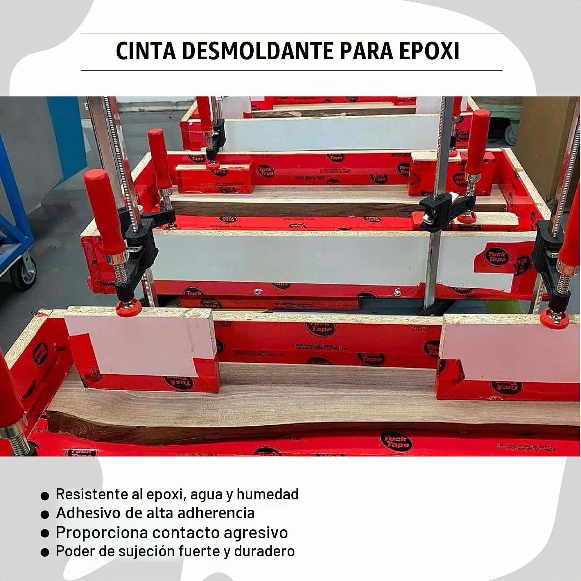 Tuck Tape Cinta de revestimiento de construcción, cinta de resina epoxi, 6.1 cm x 54.9 m (rojo)