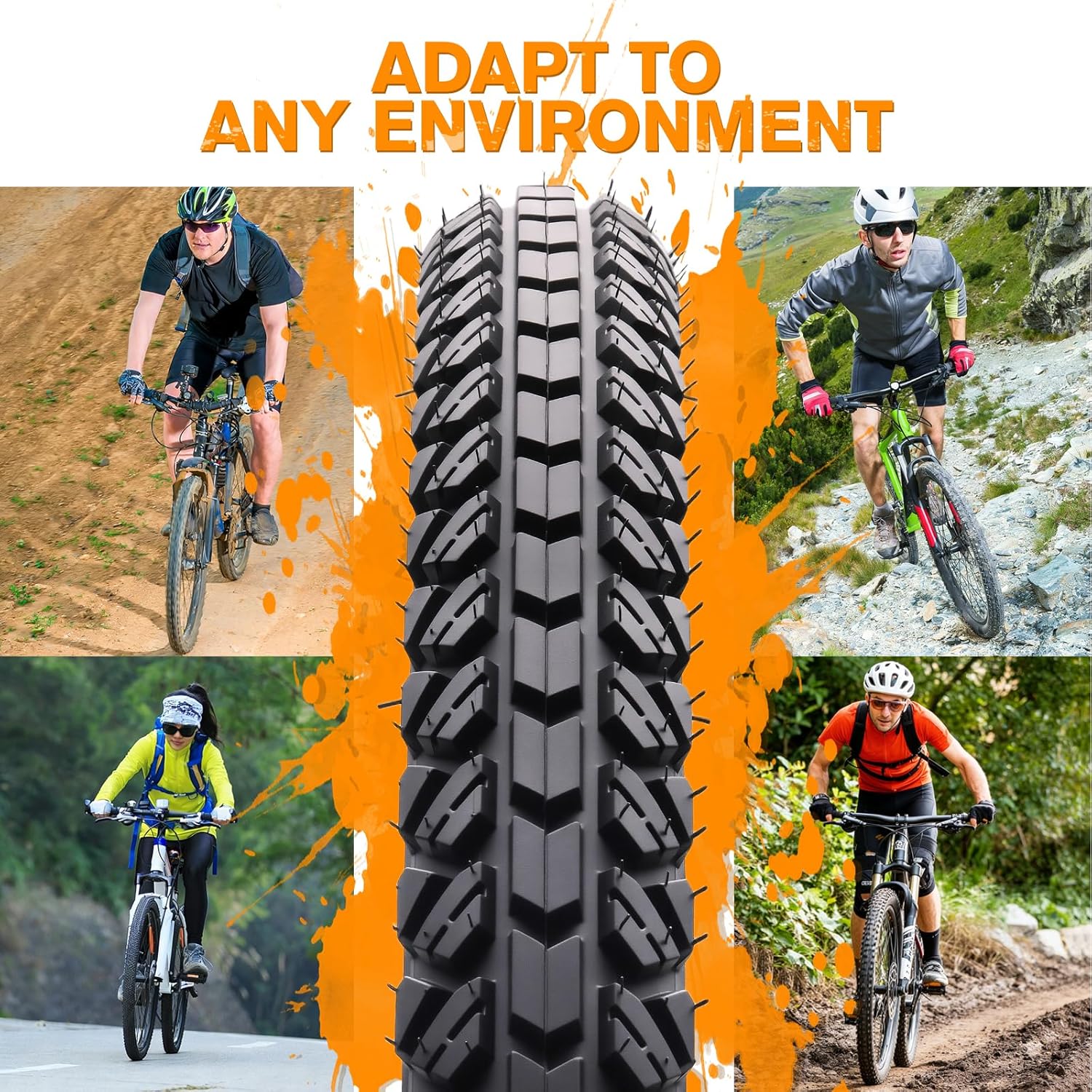 2-Pack Mountain Bike Tires Set, 26x1.95 Inch Folding Replacement Road Bike Tires with 2 Inner Tubes, High-Performance Wear-Resistant Bicycle Tires for MTB Off-Road Bike