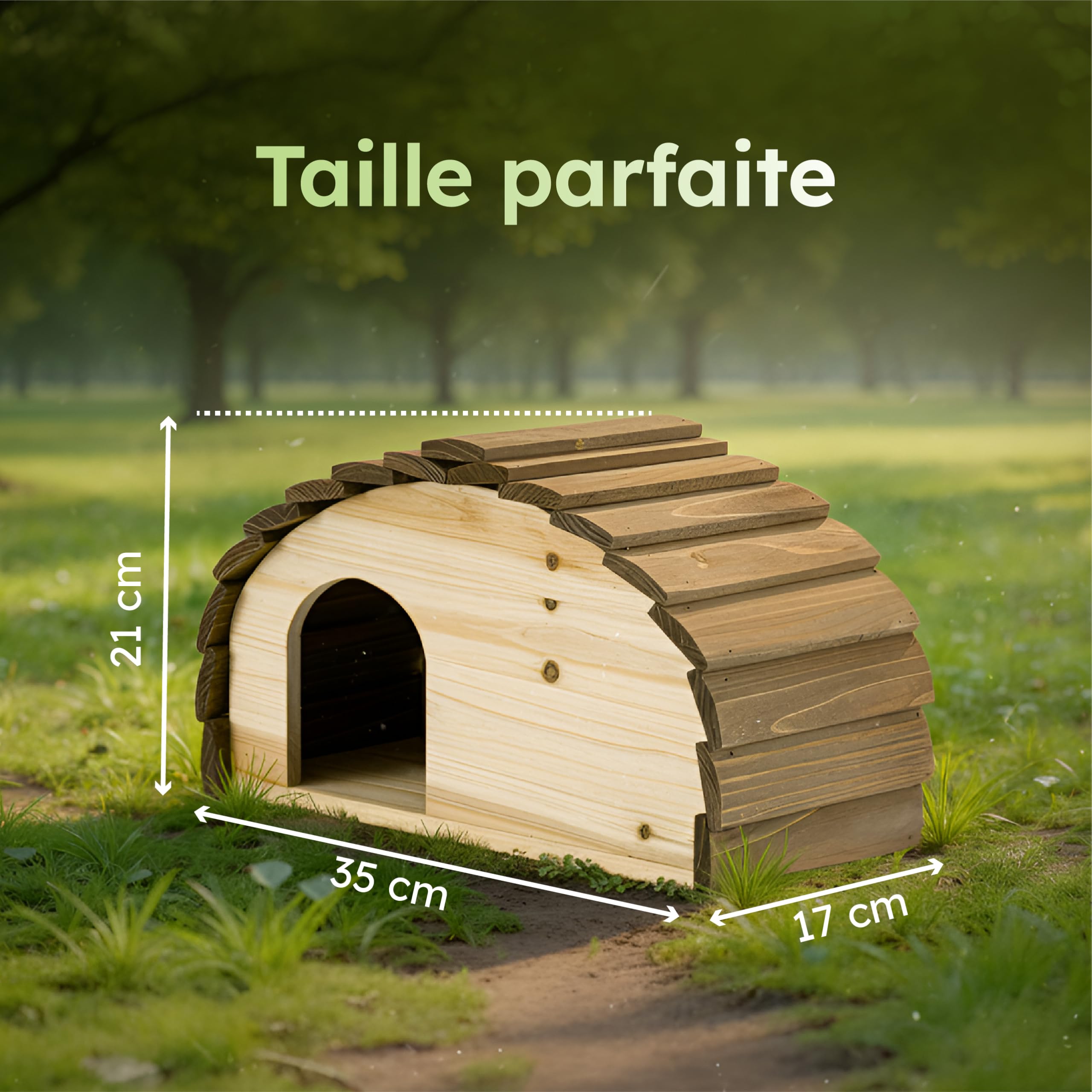 Moorland Abris pour Hérissons en Bois FSC 35×21 cm – Cabane pour Herisson Extérieur avec Toit à Lattes de Bois – Maison Herisson Extérieur Prêt à l’Emploi, Étanche & Compact – Modèle IH3