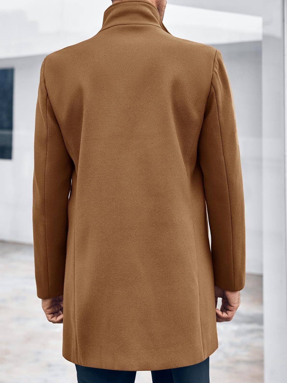 Runcati Mens Mid Long Trench Coat Winter Double Breasted Pea Coat Casual Business Warm Overcoat - Image 4