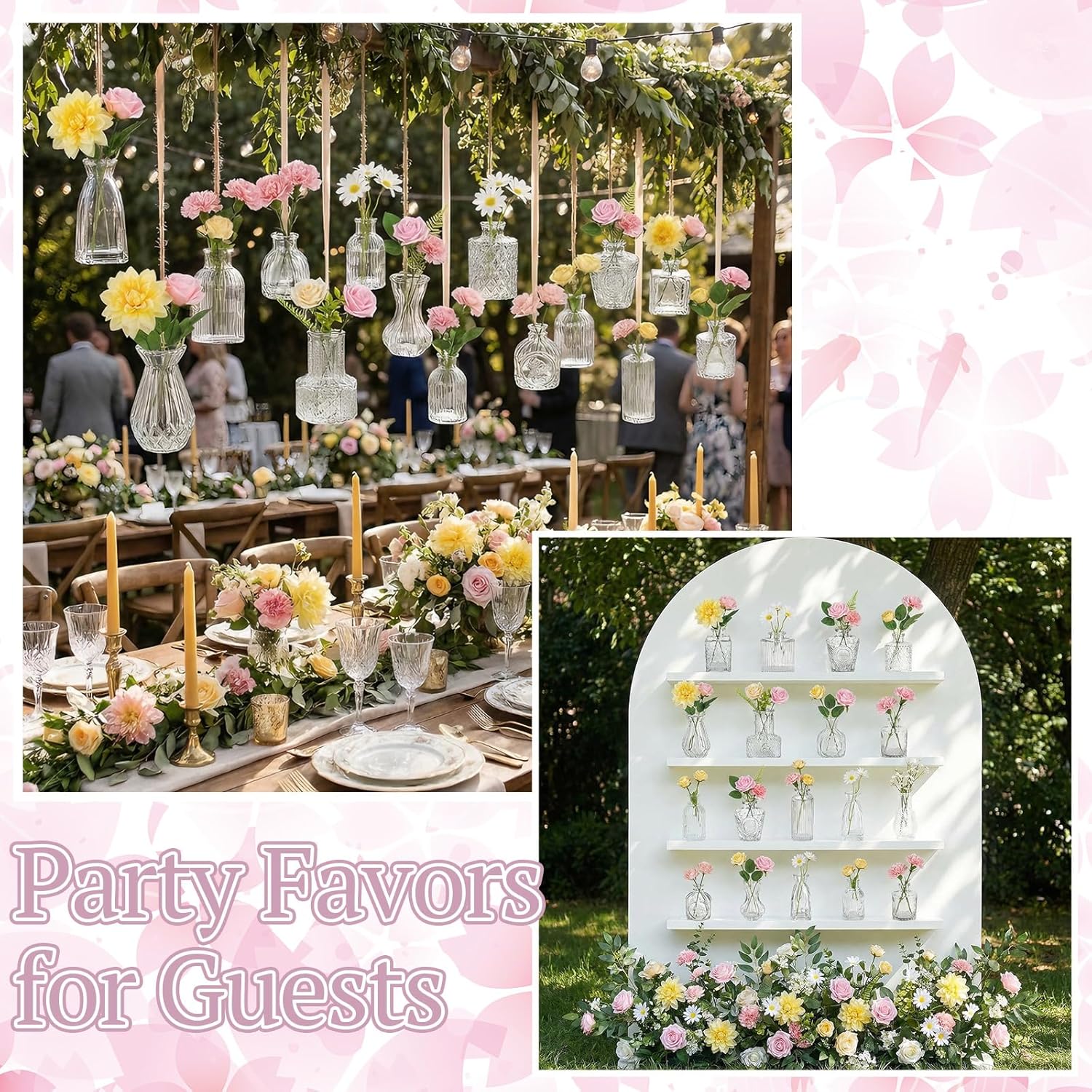 36 Pcs Artificial Flowers Table Centerpiece with Vases Spring Colorful Wildflower Centerpieces Silk Flower Arrangement for Wedding Baby Shower Table Centerpieces Party(Warm Tone)