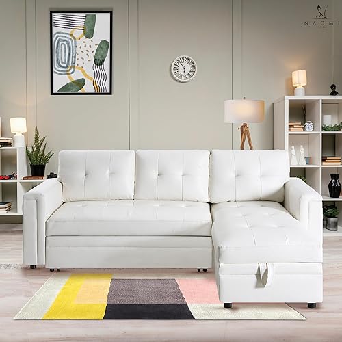 Naomi Home Lily Sofá cama modular con puertos USB, sofá en forma de L, cama extraíble convertible, amplio almacenamiento, diseño atemporal,