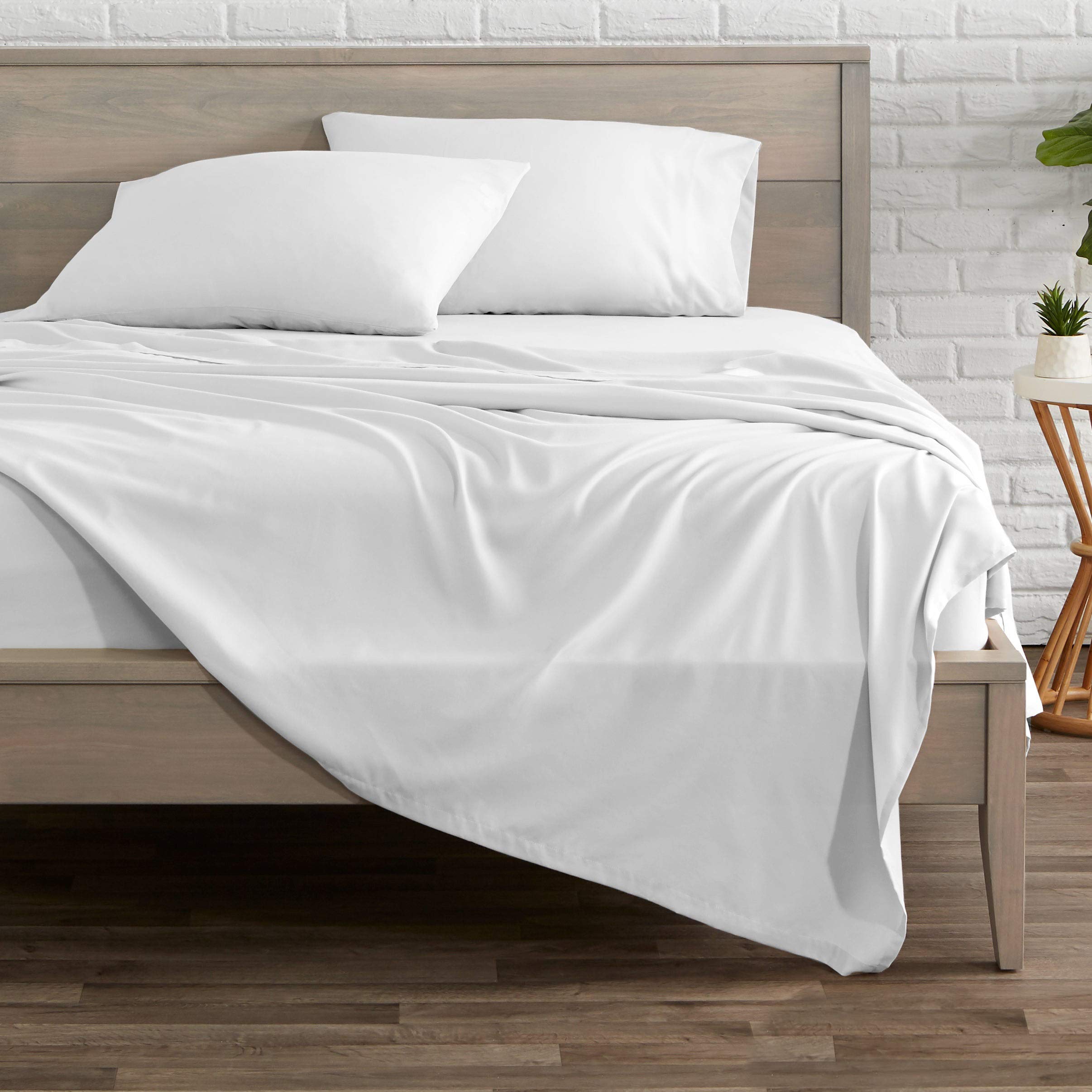 Value Zone Thread Count 200 100% Egyptian Cotton Top Flat Bed Sheet Set T-200 Pillowcase White & Grey (White, Double)