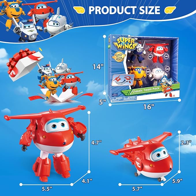 Super Wings 5" Juguetes Transformables 4-Pack Figuras de Acción miniatura 2