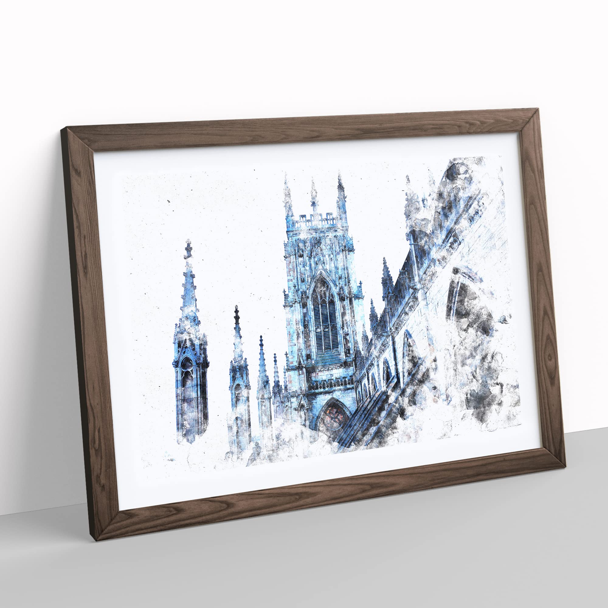 York Minster Watercolour Modern Framed Wall Art Print, Ready to Hang Picture for Living Room Bedroom Home Office Décor - Image 2