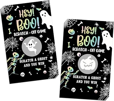 Halloween Games -50 Pack, Scratch Off Halloween Party Game, Spooky Party Activity For Groups Family Adults Festive Raffle Tickets, Holiday Games Ideas Activities Supplies, A08