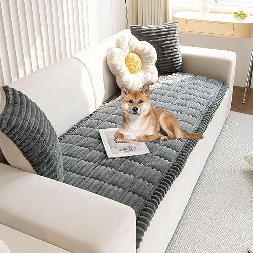 Miniatura 8 de Funda protectora de piel sintética para perro, funda de sofá de felpa suave y mullida para perros, lavable, antideslizante, manta para mascotas,