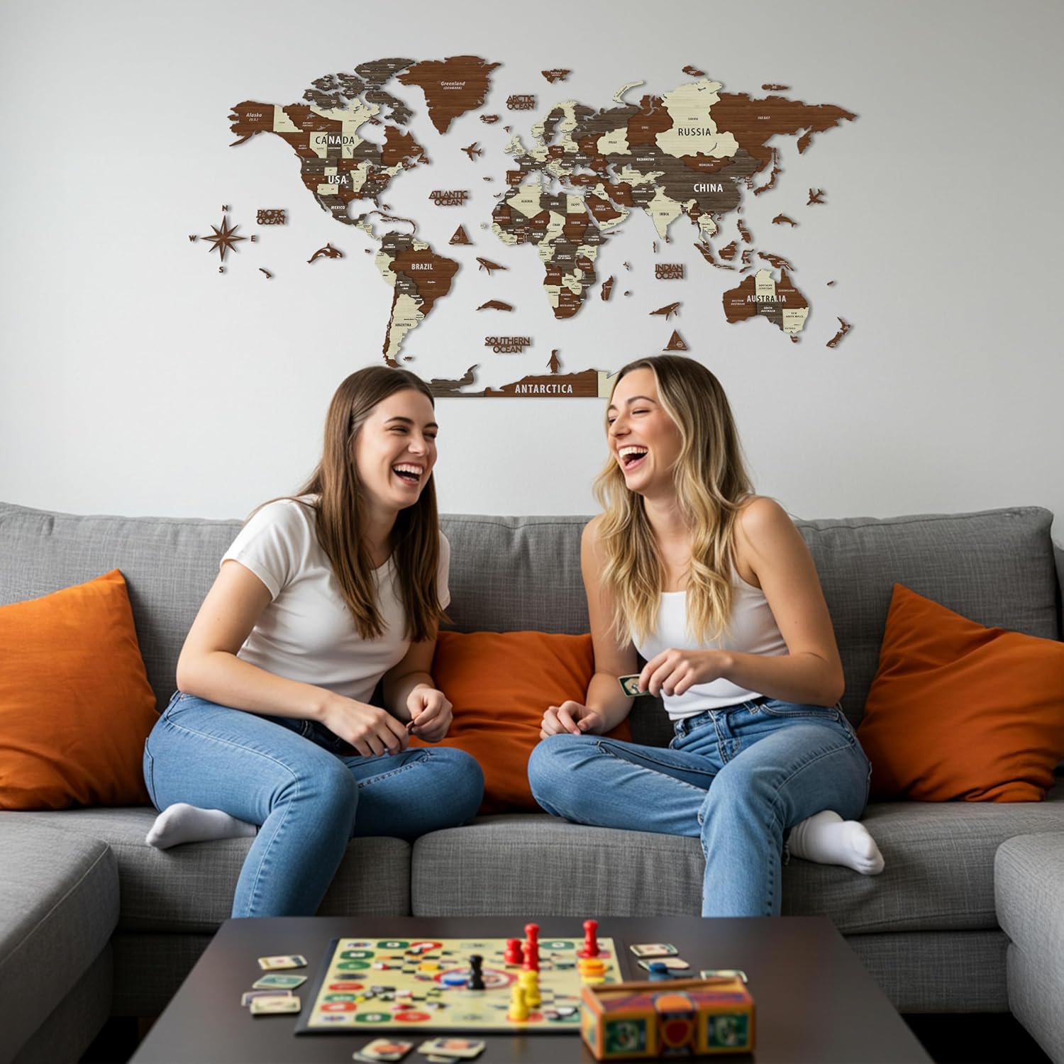 Colorfull Worlds, Multilayer 3D Wooden World Map, Travel Map States and Capitals, Wall Decor For New House, Gift For Travelers, Office Decor, Birthday Present,Living Room Decoration (M, Mixed)