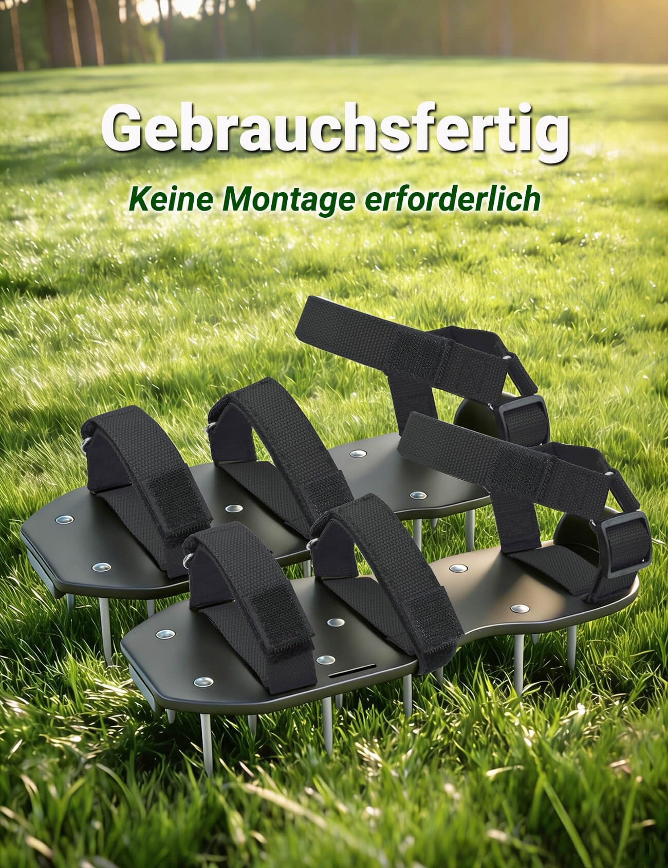 Sandales Aérateur Pelouse Installation Gratuite avec doubles sangles sur le dessus du pied, Chaussure à Gazon Chaussures à Ongles Scarificateur Gazon Chaussures pour Gazon, 4 pointes de rechange