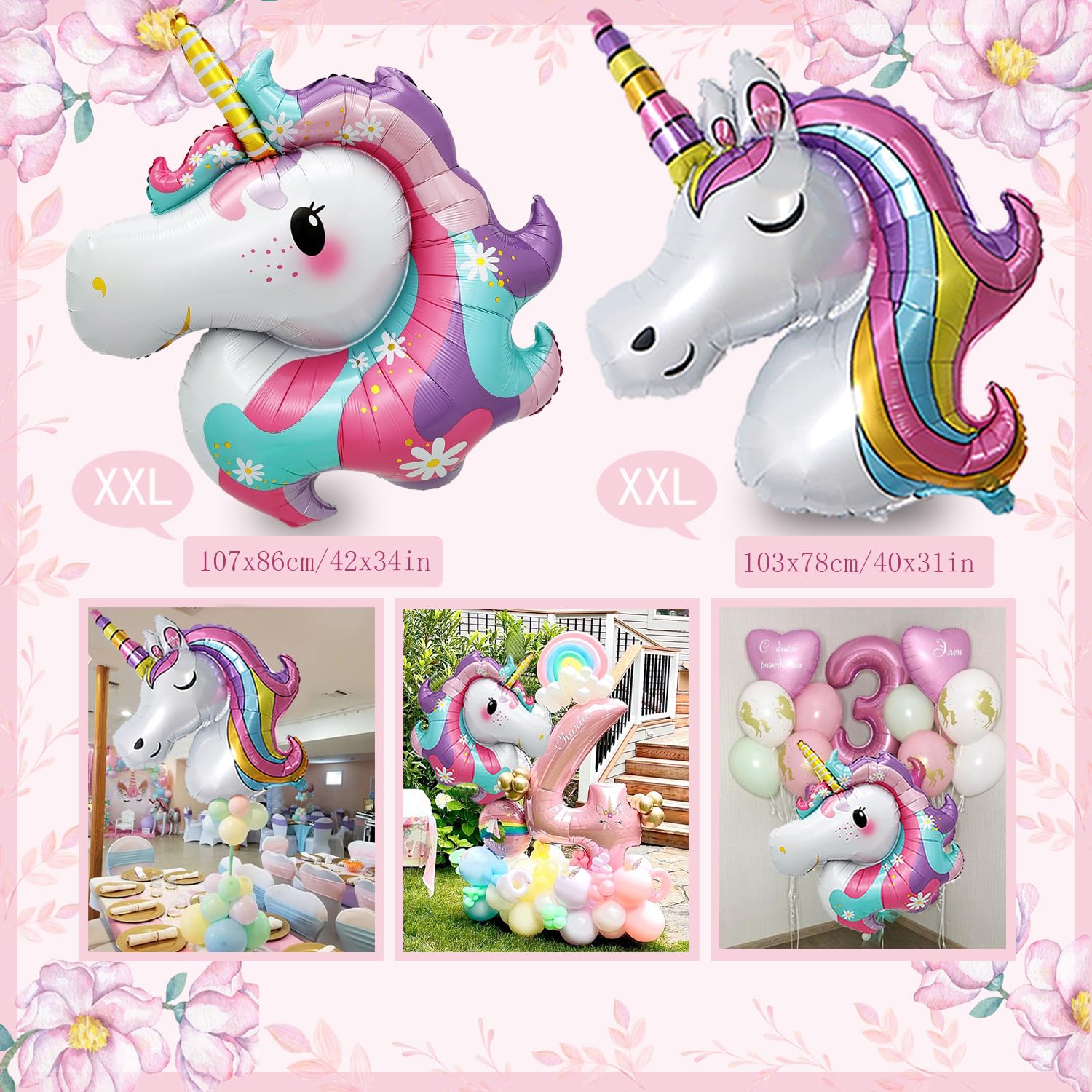 Kit Festa Unicorno 5 Anni Bambina Addobbi Torta Tema Kit Decorazione Compleanno Unicorno 5 Anni - Palloncini 4D E Accessori Palloncino Unicorno 4D Decorazioni Per Una Festa Unicorno