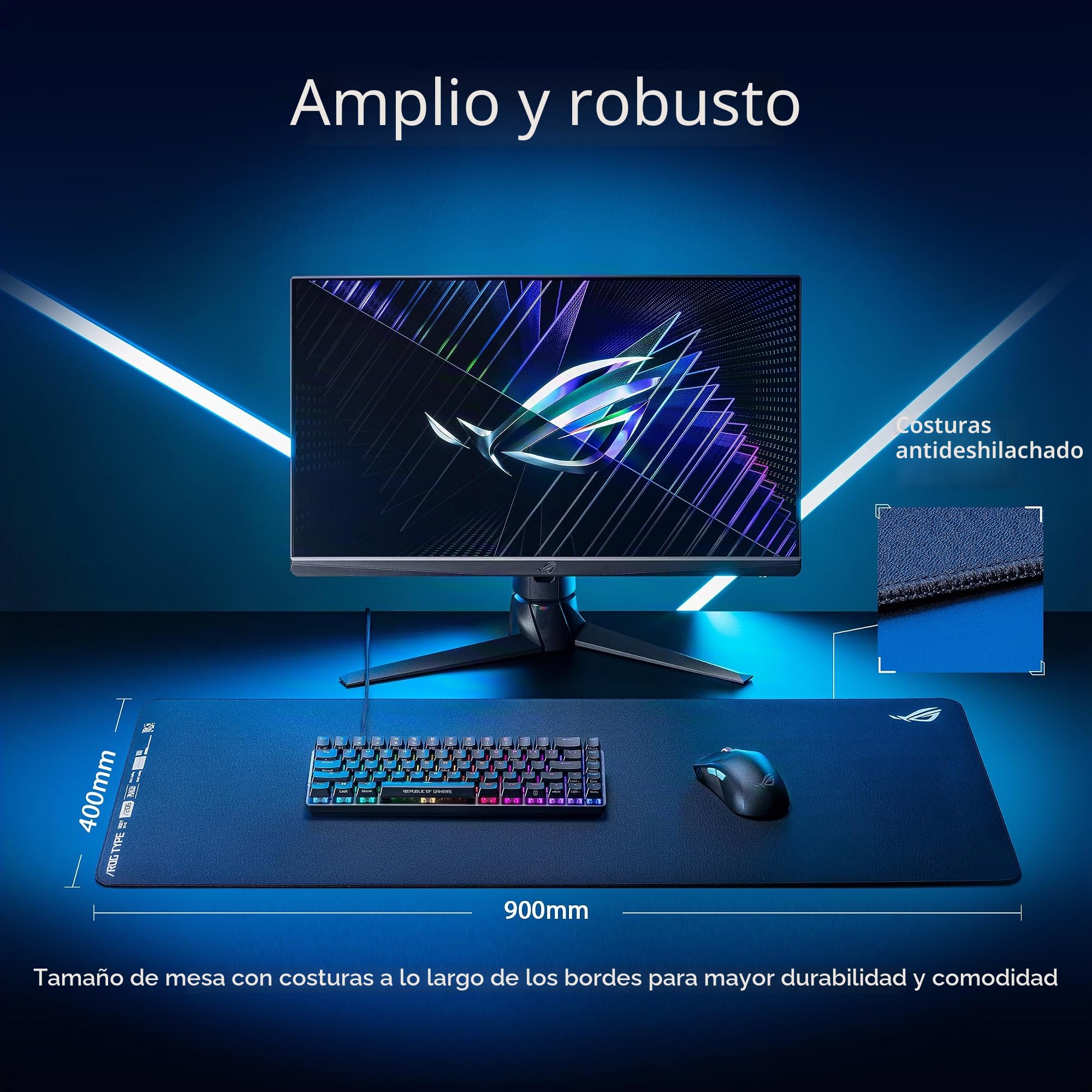 ASUS ROG Hone Ace XXL - Alfombrilla de ratón para Juegos, Base de Espuma viscoelástica de Alta Densidad, Material de Tela híbrida, 400 x 900 x 3 mm, para Deportes electrónicos y Juegos FPS, Color