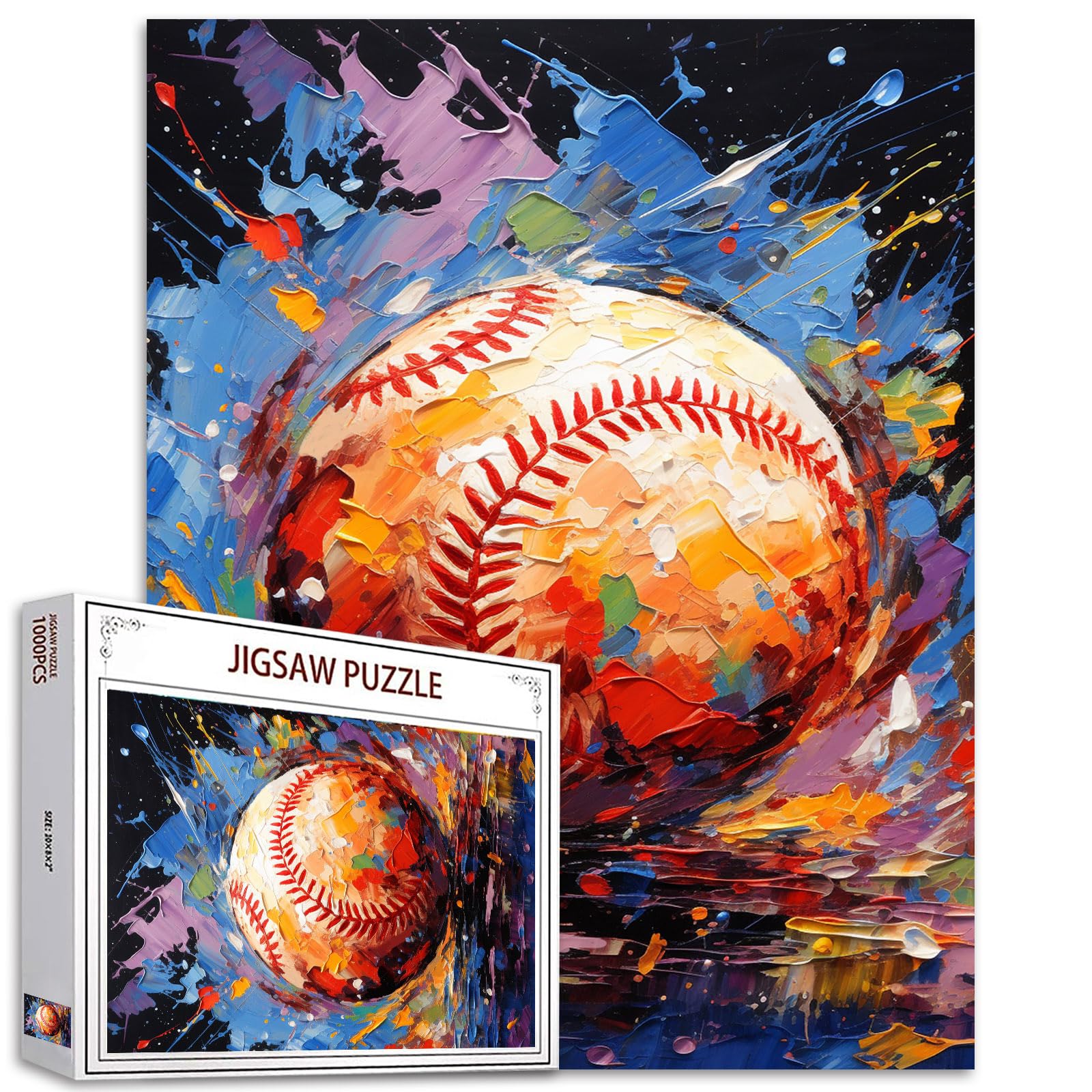 Sports Baseball Jigsaw Puzzle Graffiti Street Art 1000 Piece Jigsaw Puzzle for Adults Sport Puzzle Unique Gift for Boy&Man Ball Art Toys Puzzles Perfect for Game Nights Home Wall Decor — image 1