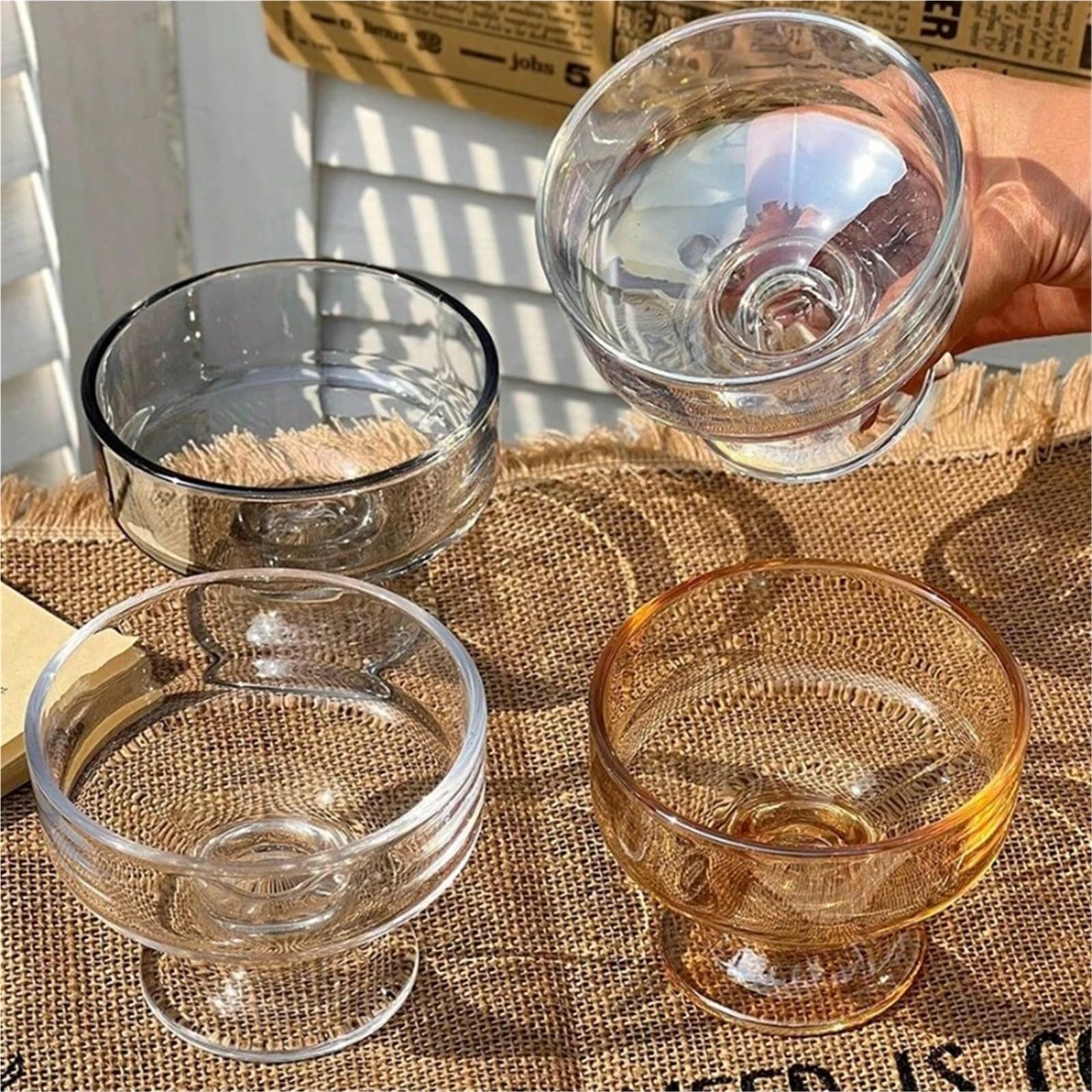 2 pz 280 ml Bicchieri di Vetro for Gelato Spessa Trasparente Tazza Alta Ciotole da Dessert for Frappè Insalate Frutta Snack Per Dessert(Clear)
