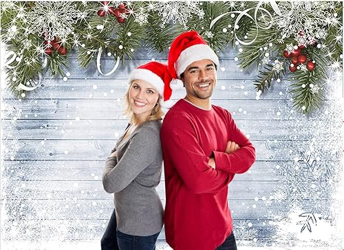 Miniatura 4 de Dudaacvt Telones de fondo de fotografía de Navidad de 8 x 6 pies de pared de madera blanco nieve telón de fondo de decoración de Navidad D219