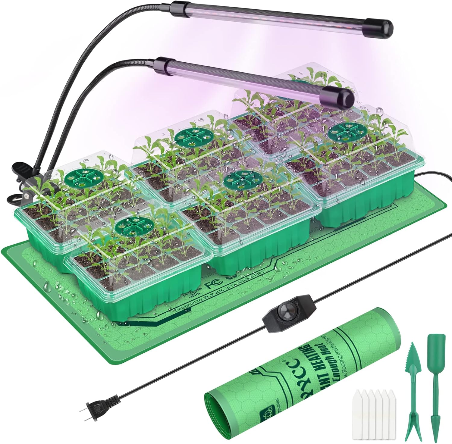 YLYYCC Seed Starter Kit with Grow Light,72 Cells Seed Starter Tray with Humidity Dome and Seedling Heat Mat Seedling Starter Trays for Seed Starter,Seed Growing Germination Kit, Plant Propagation Kit