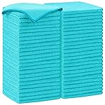 AIDEA Microfiber Cleaning Cloth-50PK, Soft Microfiber Towels for Cars, Absorbent Cleaning Rags, Lint-Free Streak-Free Wash Cloths for House, Kitchen, Window(12in.x12in), Blue