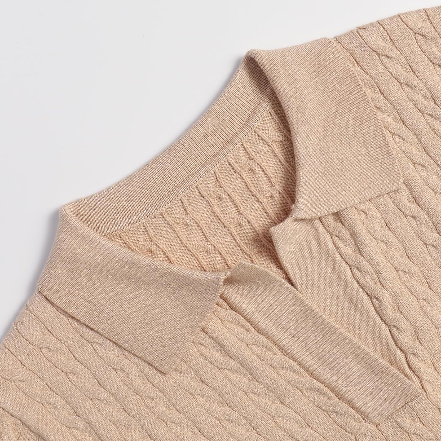 Women's Short Sleeve Sweater Top Solid Color Lapel V-Neck Knit Casual Soft Pullover - Image 3