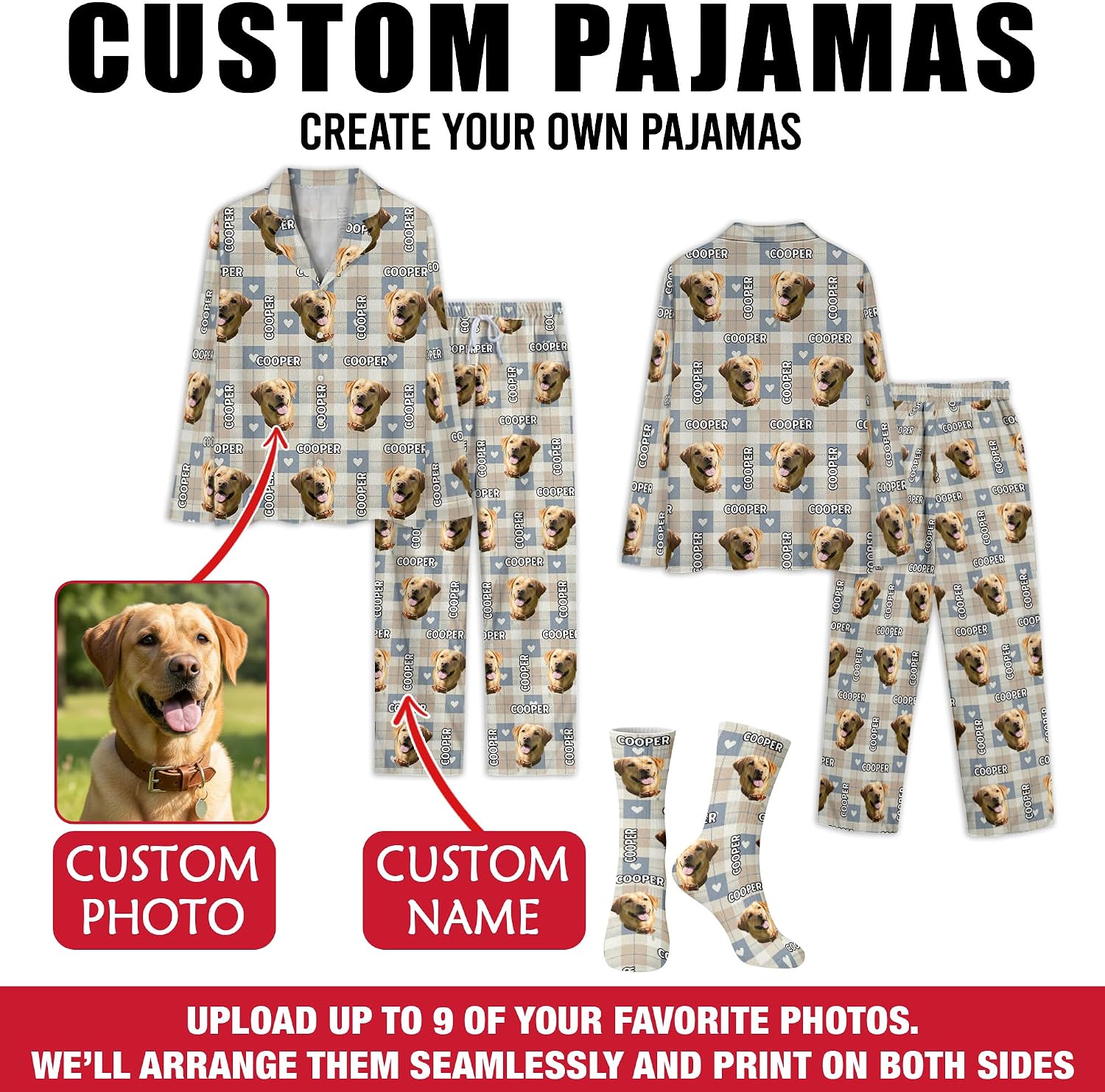 Custom Pet Face Pajamas, Custom Pet Pajamas, Personalized Christmas Pjs, Dog Dad, Dog Mom