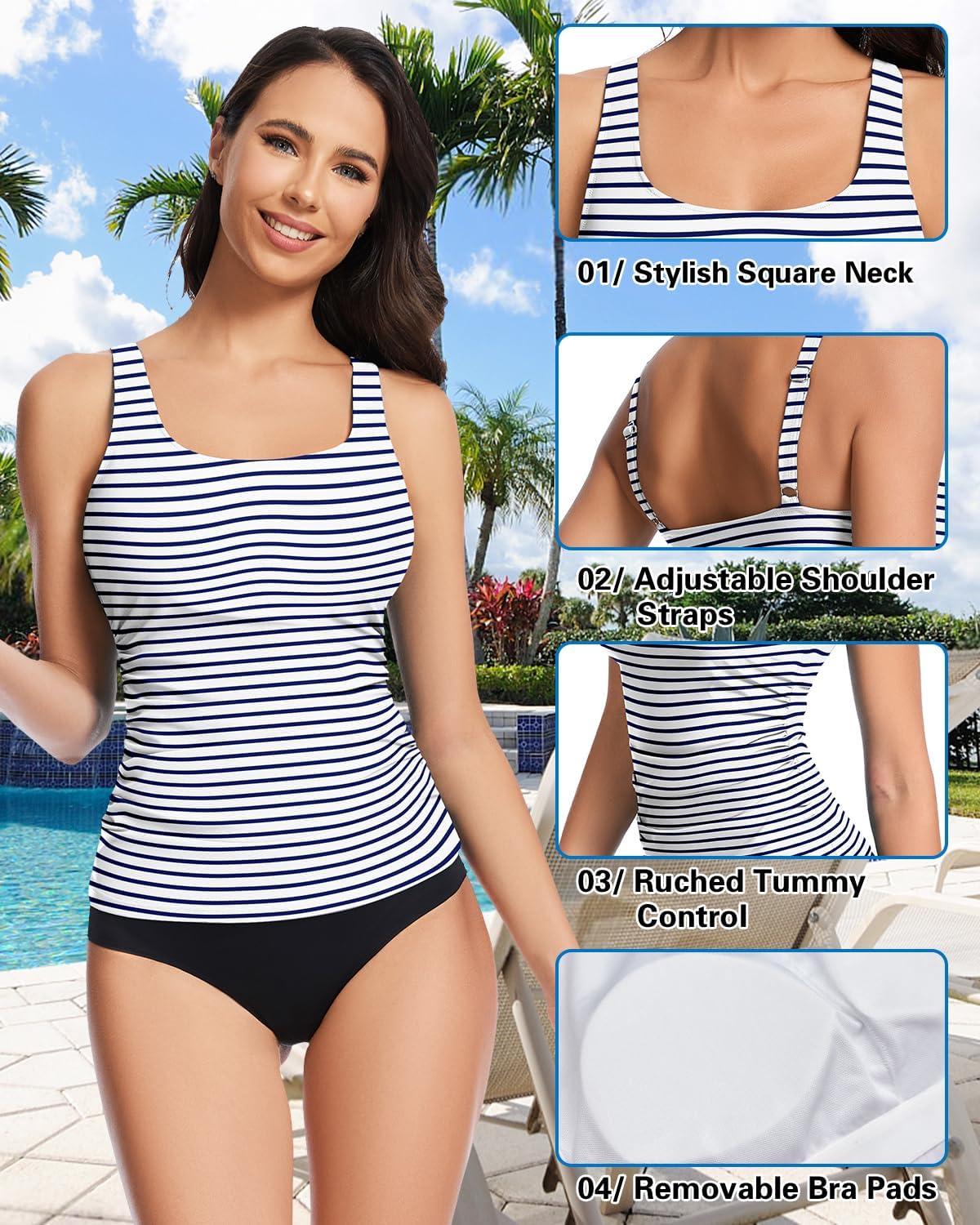 Soneven Women's Swim Shirt UPF 50+ Ruffle Sleeve Rash Guard UV Sun Protection Swimsuit Top Bathing Suit No Bottom - Image 4