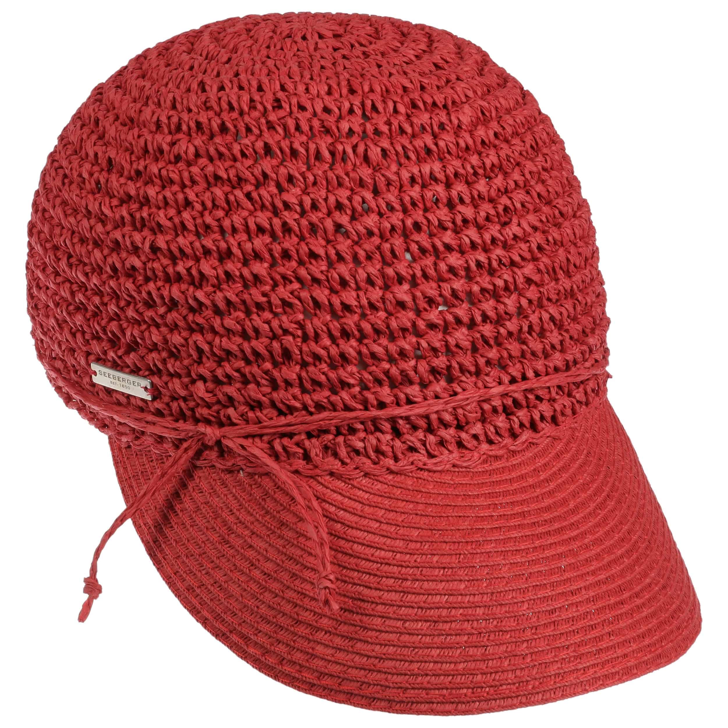 Seeberger Uni Rollable Crochet Cap Damencap Sommercap Sonnencap Sonnenvisor Strohcap Strandcap Damen - mit Schirm Sommer Frühling-Sommer