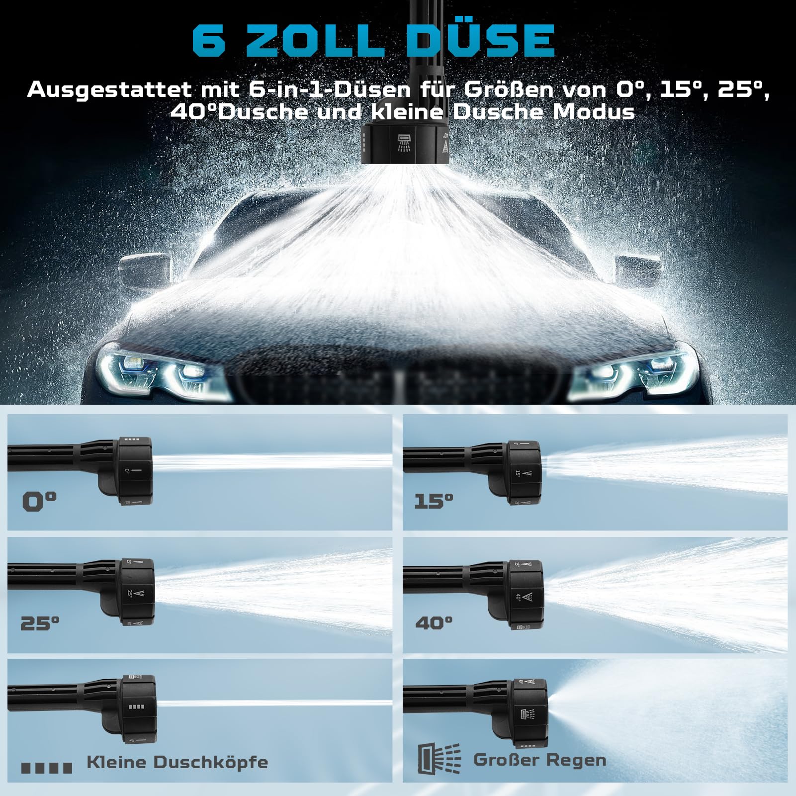 Idropulitrice a batteria da 120 bar, idropulitrice mobile da 21 V, 3,4 GPM, tubo da 5 m, ideale per auto, terrazza, giardino e esterni