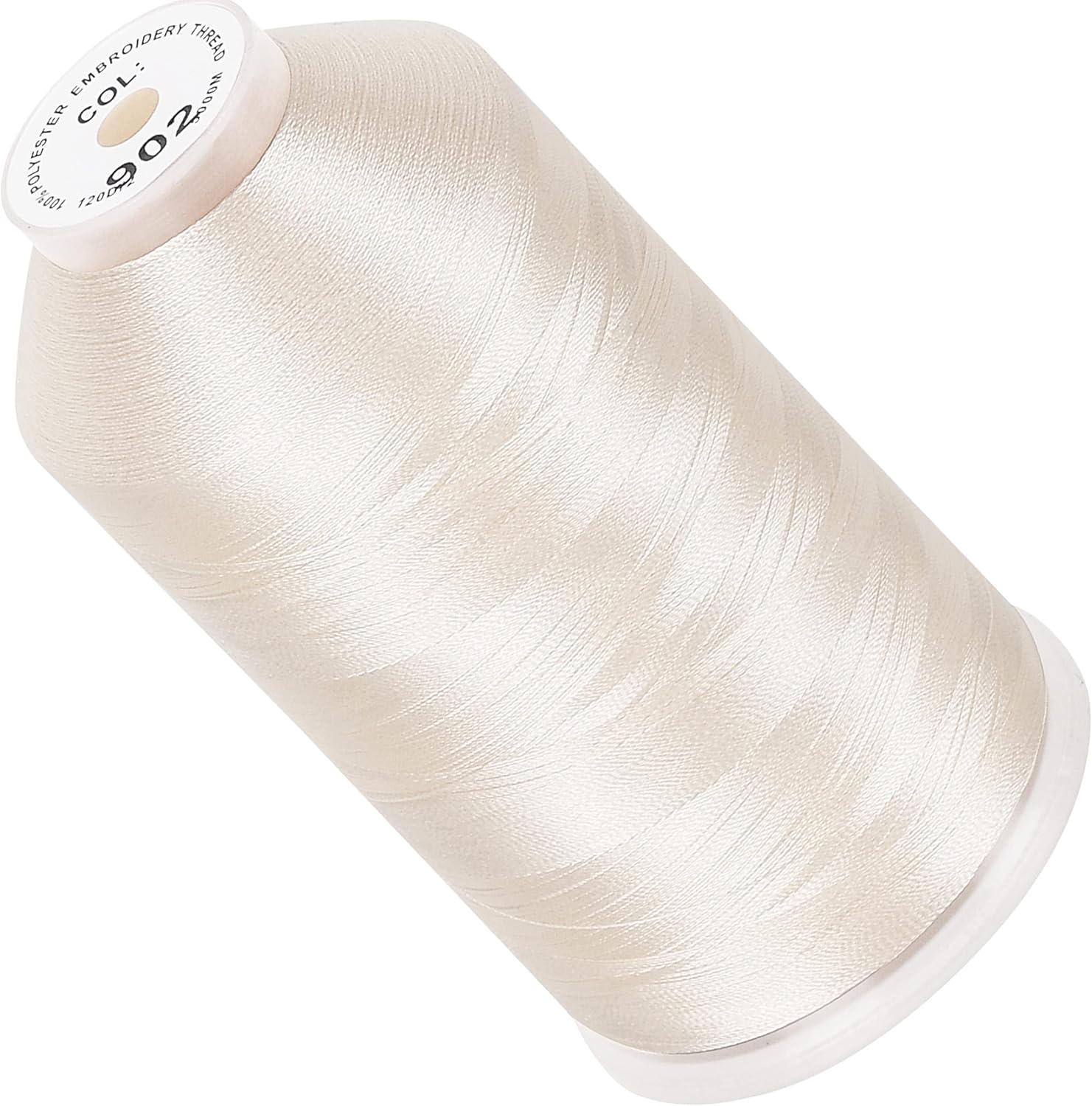 New brothread - Single Huge Spool 5000M Each Polyester Embroidery Machine Thread 40WT for Commercial and Domestic Machines - Ivory