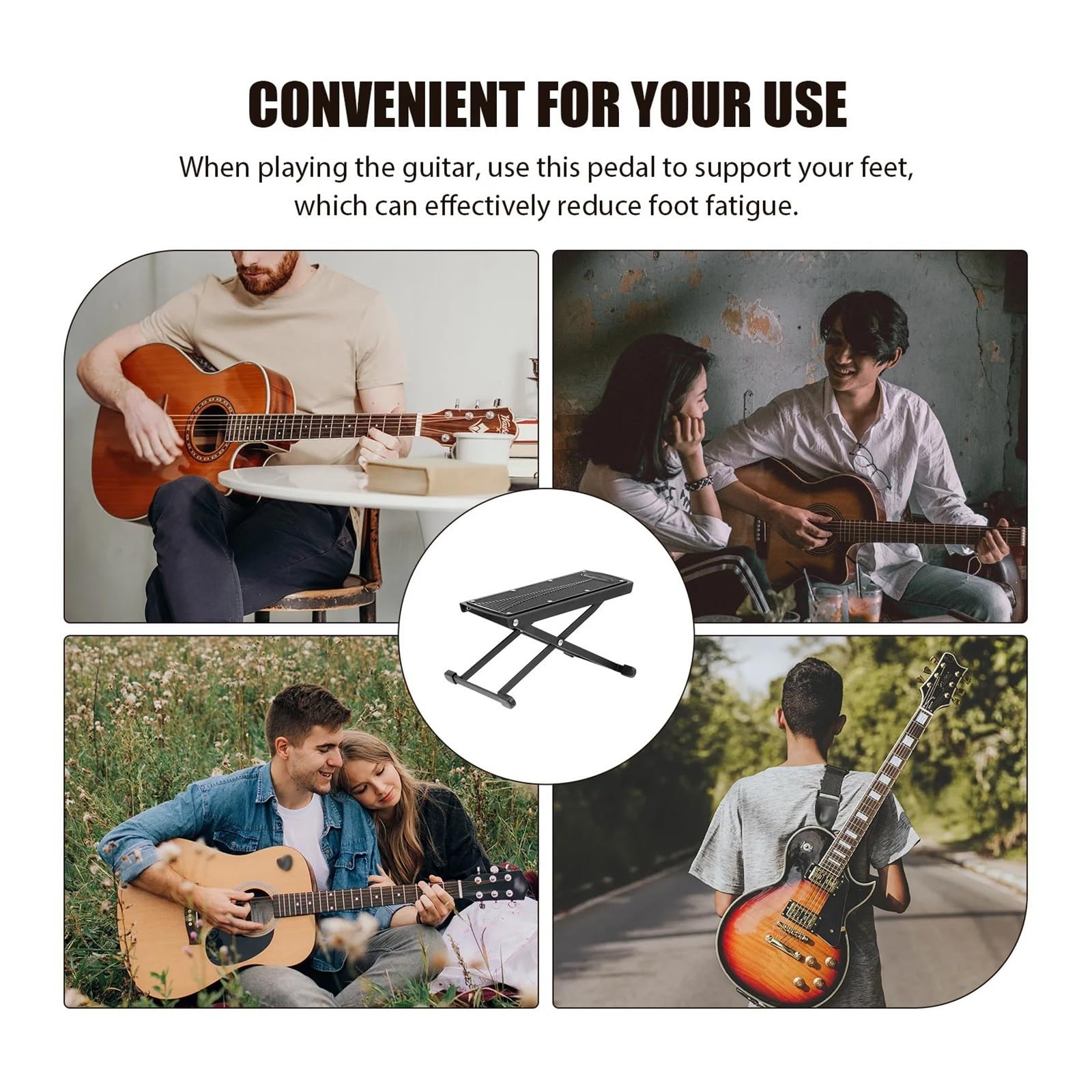 Schwarze Klappbare Fußstütze For Gitarre Aus Eisen