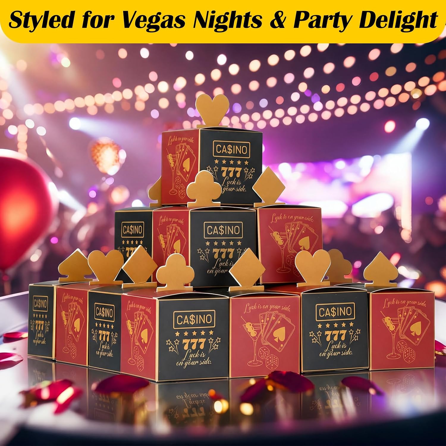 24 Pcs Casino Party Gift Boxes Favor Casino Night Decorations Goodie Boxes Lucky Poker Game Theme Treat Box for Las Vegas Night Birthday Party Table Decor Wedding Baby Shower Supplies