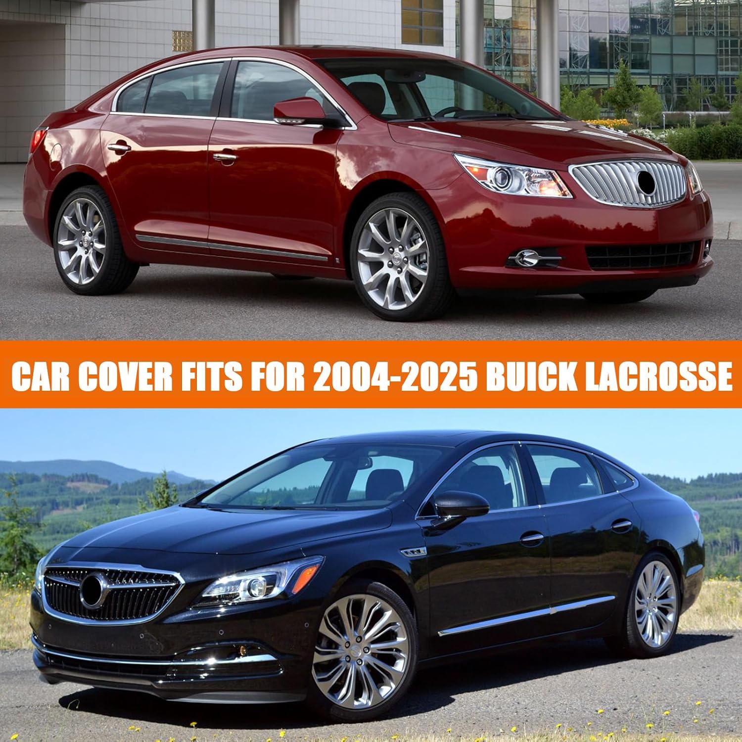 Waterproof Car Cover Replace for 2004-2025 Buick Lacrosse, 6 Layers All Weather Car Covers with Zipper Door & Windproof Bands for Snow Rain Dust Hail Protection (Lacrosse)