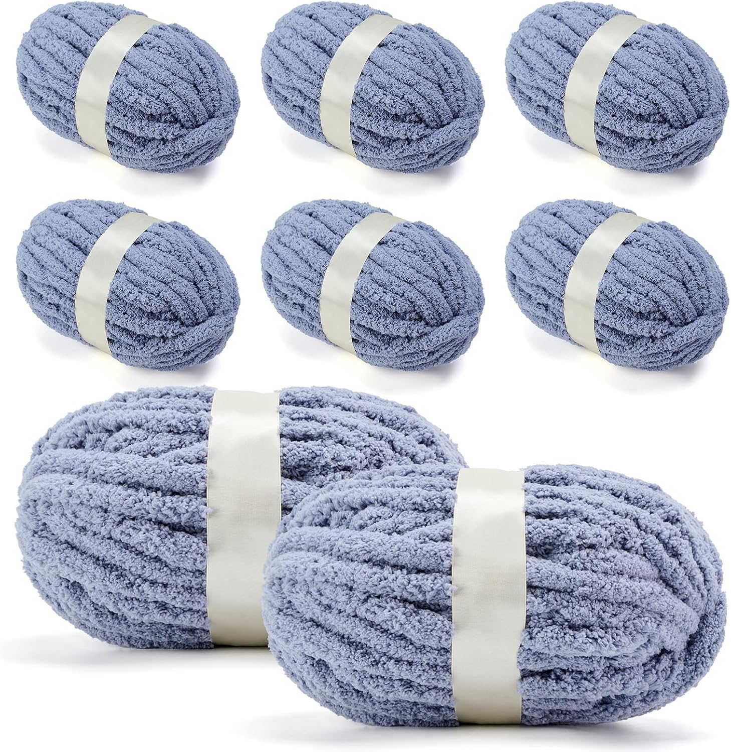 Chunky Yarn for Hand Knitting, Jumbo Chunky Yarn for Crocheting, Chunky Chenille Yarn, 8 Pack (32 yds 8.5 oz Each Skein),#7, Dark Grey