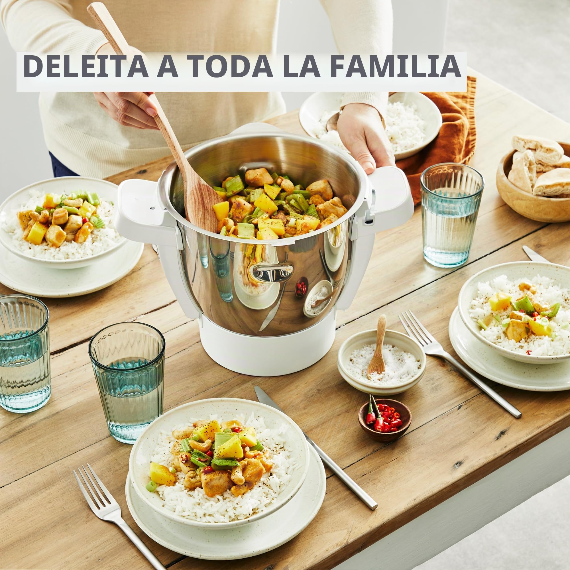 Moulinex, Companion, Robot cocina, 14 funciones, Capacidad XL para 10 personas, Gris, Fabricado en Francia, HF8408F1