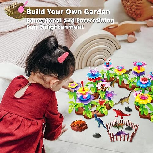Miniatura 2 de Juguetes de construcción de jardín de flores para niñas y niños, 136 piezas de juguetes de construcción de flores con caja de almacenamiento,