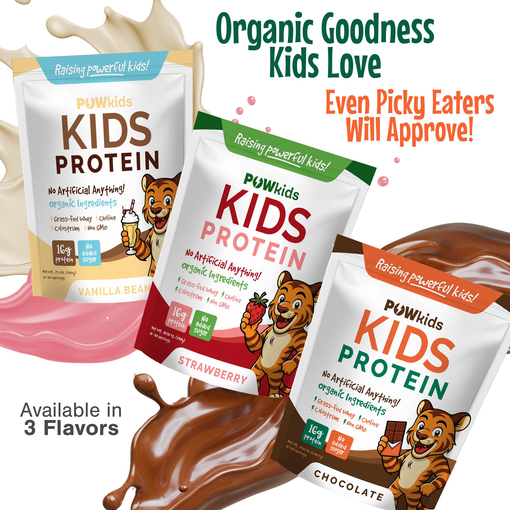 Kids Protein Shake Powder 16g Sports Drink - Zero Added Sugar Grass-Fed Whey Proteins With Organic Ingredients, Calcium & Choline for Bone Strength & Brain Development, 15-30 Servings – Chocolate — Amazon image 7