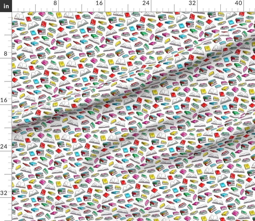 Spoonflower Fabric - Books Watercolor Bold Book Trendy Back School Librarian Cute Kids Printed on Petal Signature Cotton Fabric by The Yard - Sewing Quilting Apparel Crafts Decor