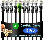 Cat6 Ethernet Patch Cable 6 ft (10 Pack), Cat6 Patch Cable for Data Centers, Cat 6 Patch Cable 10G, Network Patch Cables for Home and Enterprise Network -Black