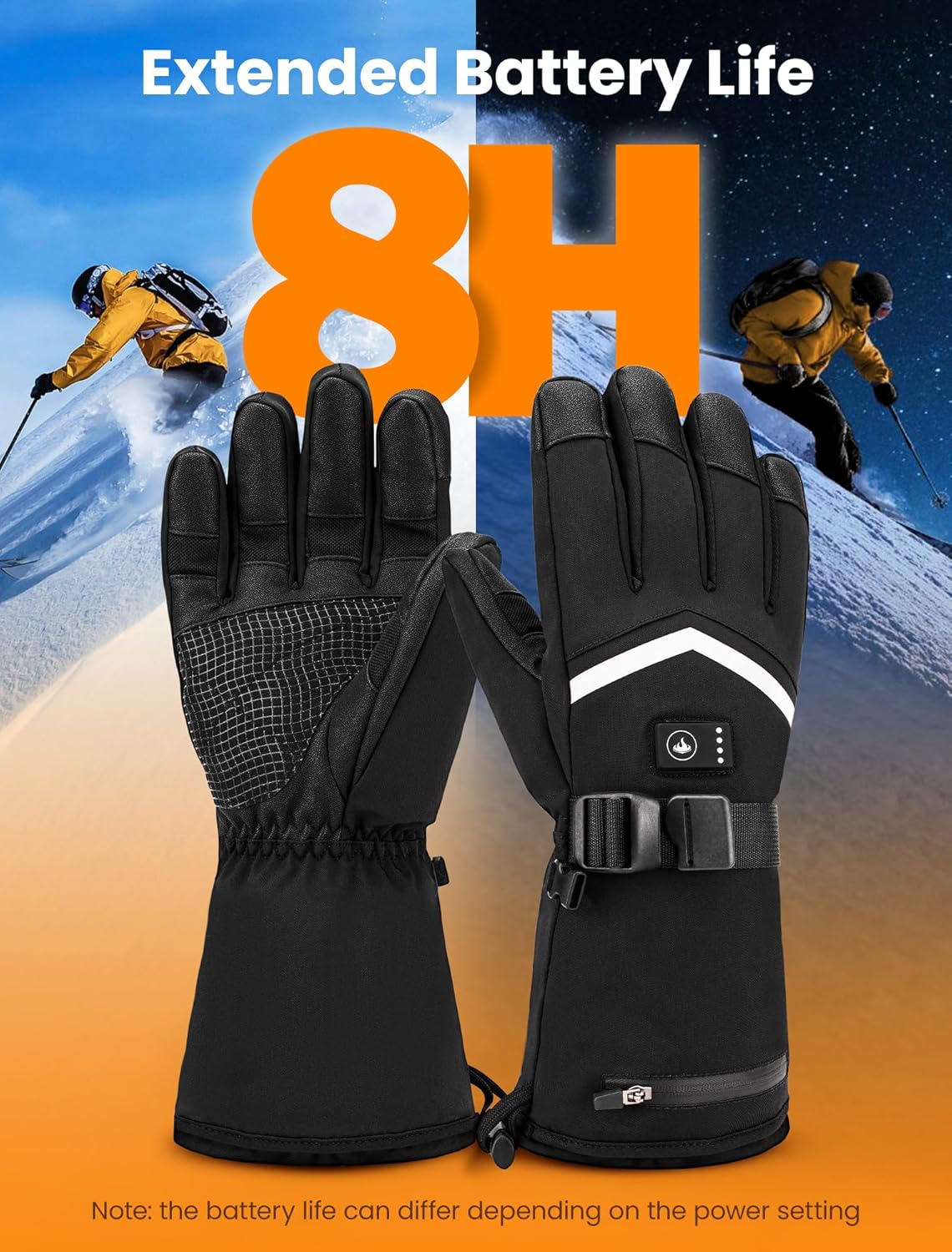 Heated Gloves for Men and Women, Rechargeable Hand Warmers with Touchscreen, Waterproof Electric Heated Ski Glove for Winter Outdoor Work Hunting Camping Hiking Skiing Raynaud