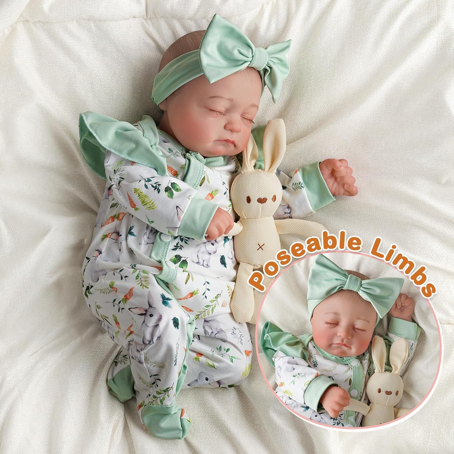 BABESIDE Lifelike Reborn Baby Dolls Twins, 20 inch Realistic Newborn Boy Girl Soft Vinyl and Cloth Body Real Life Baby Dolls Sleeping with Accessories for 3+ Year Old Kids Gifts