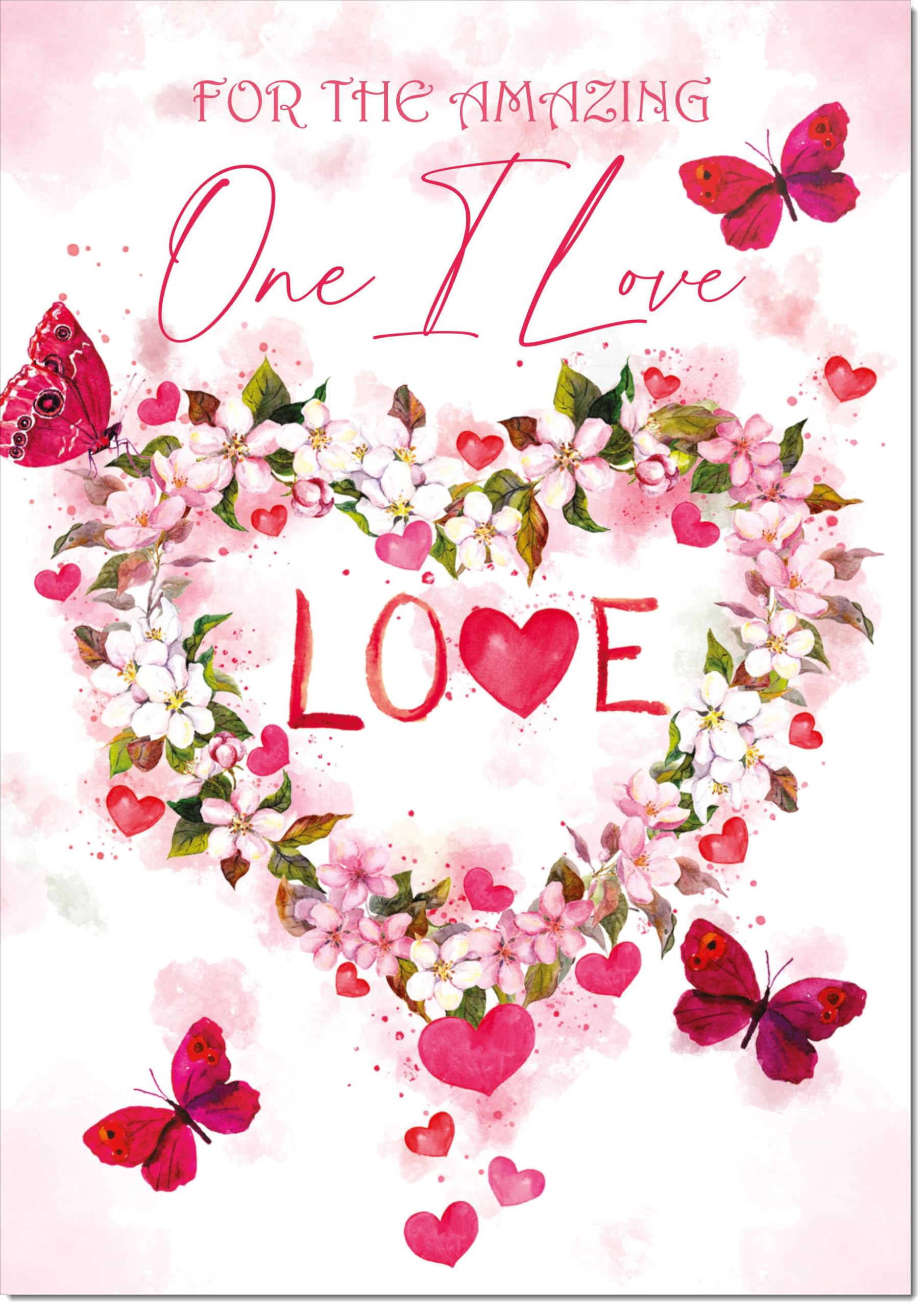 doodlecards One I Love Valentine's Day Card Floral Love Heart Large A4 Size with Plain Envelope