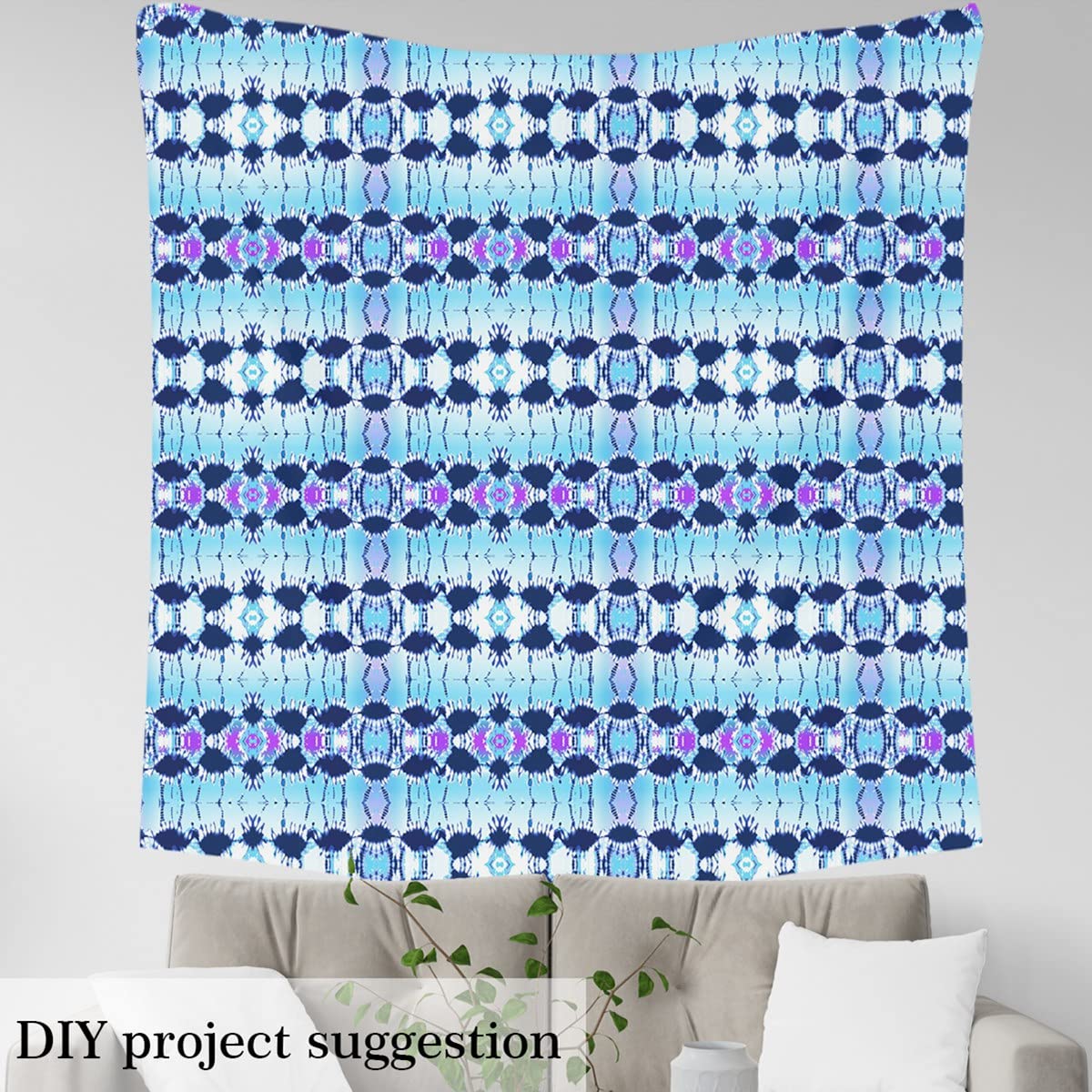 Blauer Ombré Polsterstoff für Stühle Tie Dye Stoff Meterware Geometrischer Moderner Abstrakter Dekor Stoff Kreislinie Drinnen Draußen Stoff DIY Kunst Wasserdichter Stoff Lila Blau 276 x 150 (HxB)