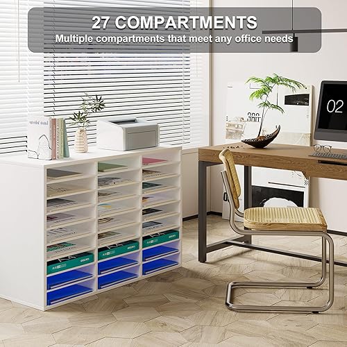 Vista 101 de PAG Organizador de literatura de madera para encimera, buzón de estudiante para aula, soporte de papel de escritorio para oficina, hogar, escuela