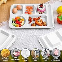 Vista 16 de Pinkunn 12 Pcs 14'' Large Divided Plates Unbreakable Wheat Straw Lunch Trays 6 Compartments Cafeteria Trays Microwave Dishwasher Safe Food Separator
