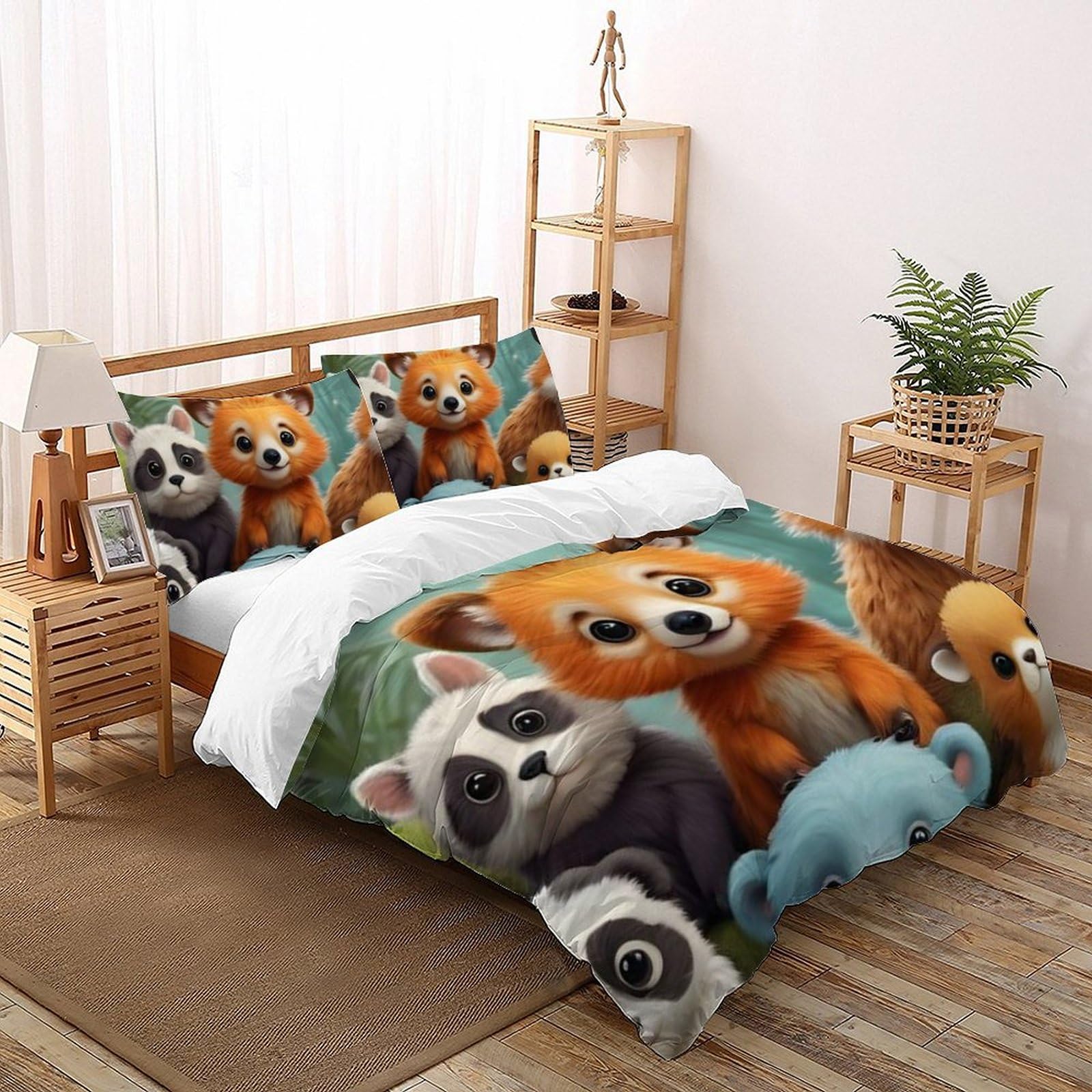 Parure housse de couette Animaux Land microfibre 260x220cm cadeau literie
