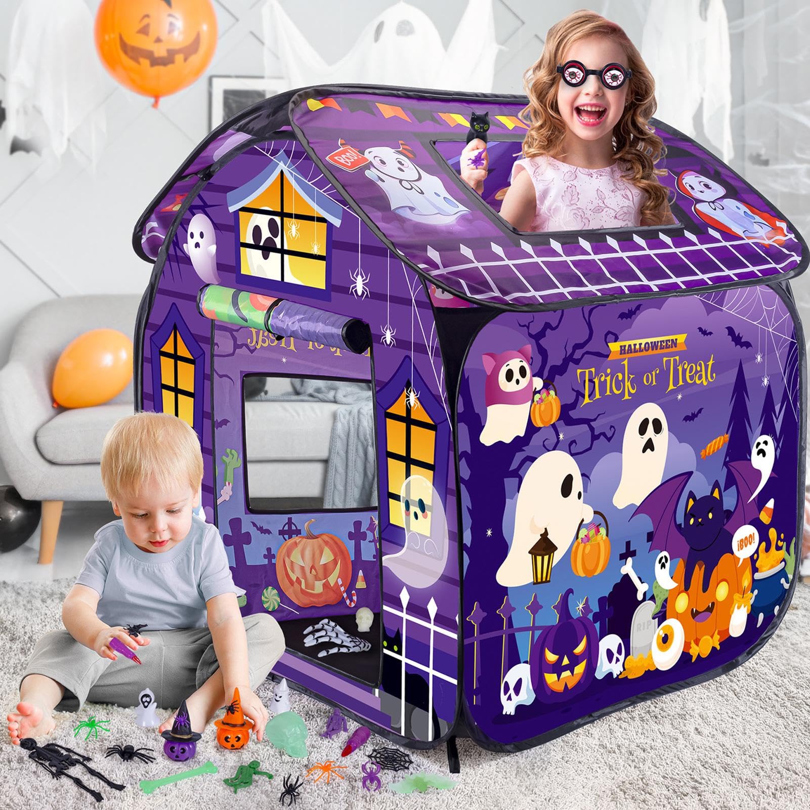 Tienda de Casa para Interior, Casa de Juego Interior - Casa de Juego de | Tienda de Halloween, Tienda de Juego para, Espacio de Juego Plegable y ventilado para Todo-Pequeños, para interior y exterior