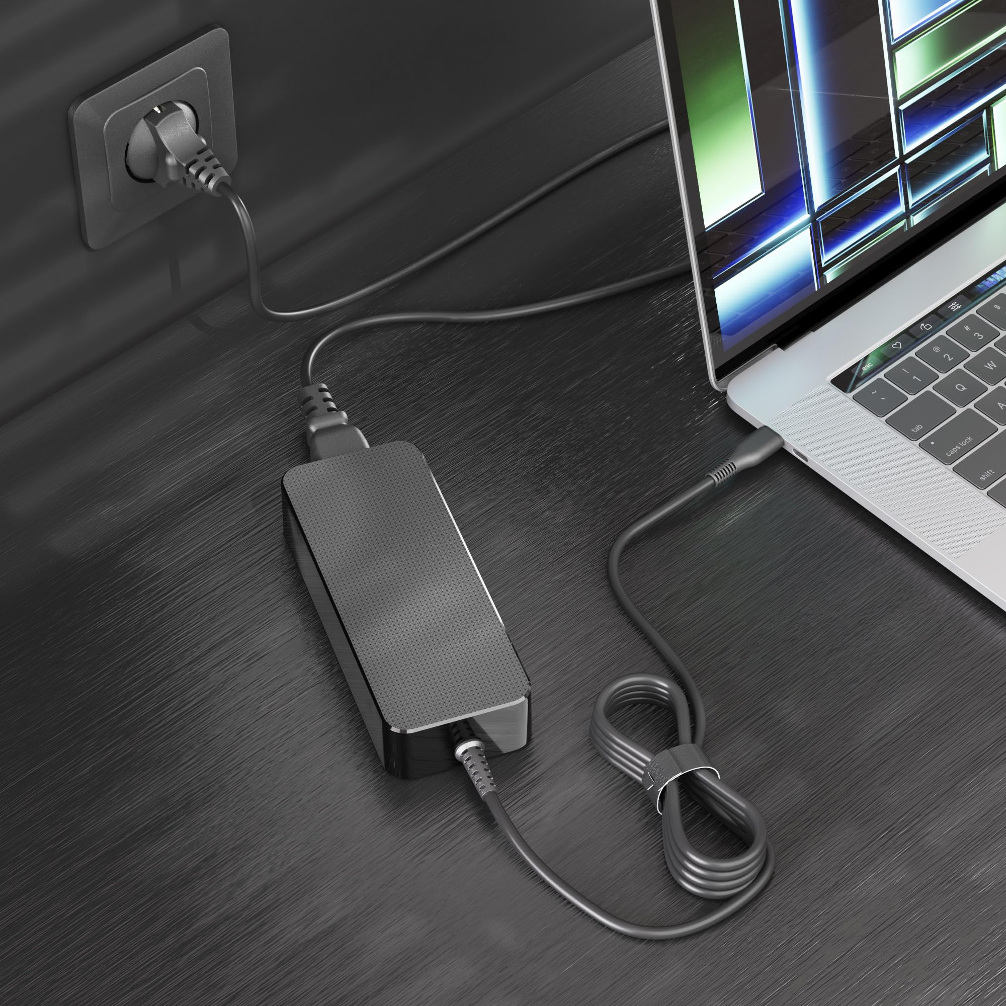 Vuelogic USB-C Power Supply 100W, Cargador rápido PD, tecnología GAN, Cargador para portátil y Dispositivos móviles, Negro