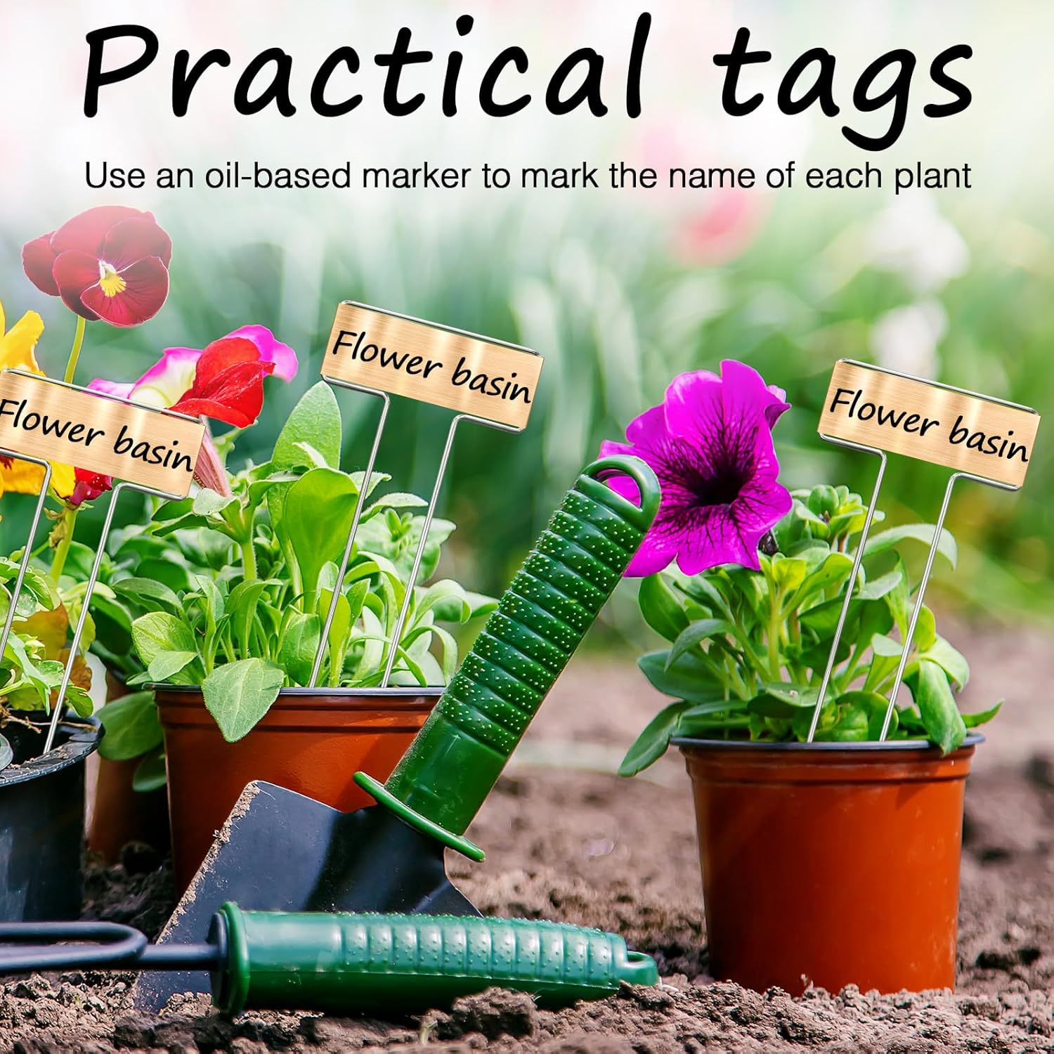 35 Pcs Copper Plant Markers,Metal Plant Label Stakes Marking Protection Seedling Signs Nursery Tags,Comes with 2 Water-Based Pens - Image 5