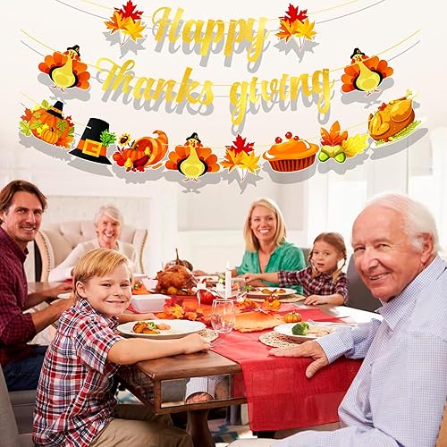 Miniatura 7 de HOWAF Cartel con purpurina de Acción de Gracias, decoración de Acción de Gracias, sombrero, calabaza, cosecha de otoño, pavo, bellotas, hojas de