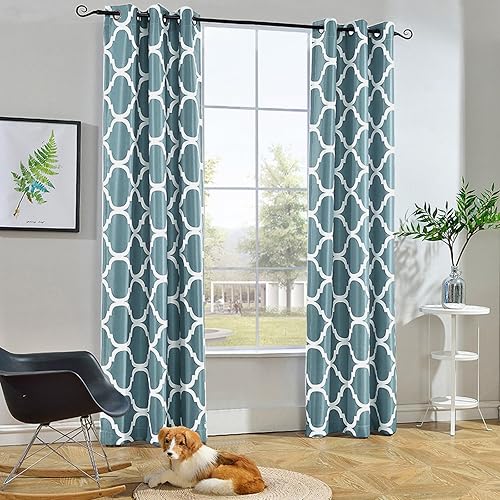 Miniatura 10 de Melodieux - Cortina opaca con aislamiento térmico y ojales, de estilo marroquí, ventana extra ancha, divisor de habitación, para puerta corrediza,